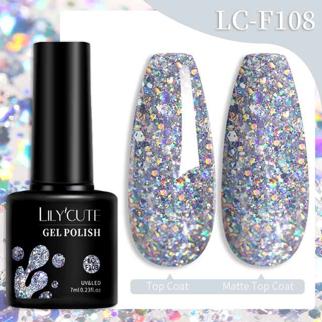 LILYCUTE Thread Shell Nail Gel Polish 7ml Pearl Shell Semi Permanent UV Gel Base Top Coat Popular in Autumn and Winter