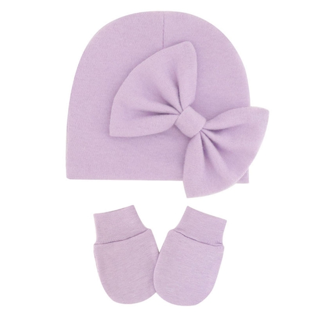 1 Set Newborn Beanie Gloves Set Baby Headband Hat Glove Kit Infant Autumn Winter Warm Cotton Head Wrap Glove Shower Gifts