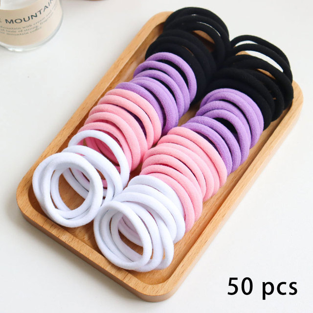 50pcs Girls Solid Color Big Rubber Band Ponytail Holder Gum Headwear Elastic Hair Bands Korean Girl Hair Accessories Ornaments