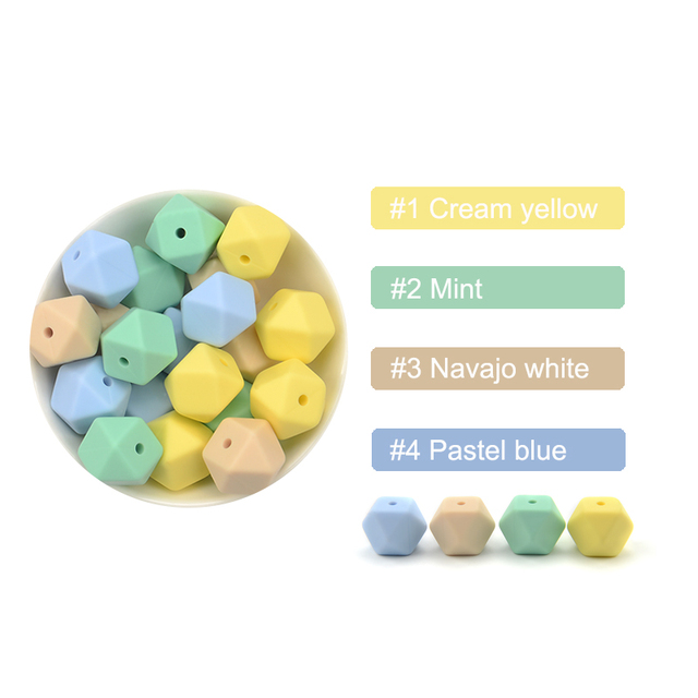 luvka 10pcs Silicone Beads Food Grade 14mm Hexagon Baby Teether Baby Teething Toy BPA Free Pendant Pacifier Pendant DIY