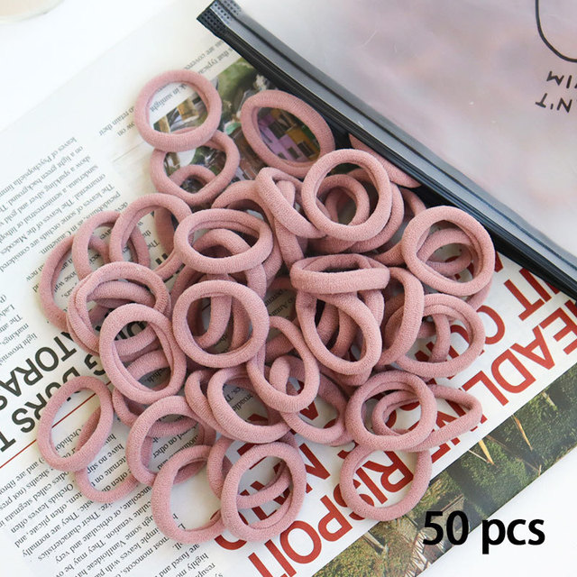 50pcs Set Colorful Girl Ornament Nylon Elastic Hair Bands Ponytail Hair Accessories Holder Rubber Bands Scrunchie Headband