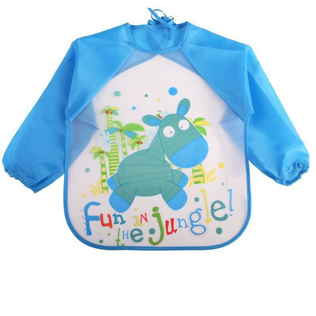 Baby Bandana Bibs Cute Cartoon Colorful Bibs Waterproof Infant Eating Children Sketch Long Sleeve Apron Baby Self Feeding Bib