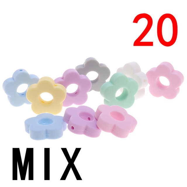 20pcs Baby Flower Beads Silicone Beads Flower Silicone Beads Teething Magic Teether Baby Chew Necklace Chew BPA Free Gift