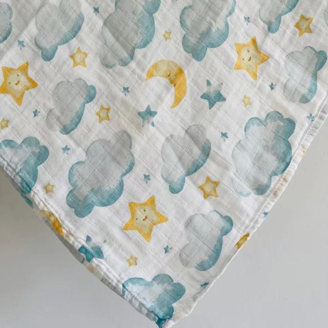 Bamboo Cotton Chiffon Bibs, 60 x 60cm, Multifunctional Burp Cloth Bibs, Soft Printed Baby Cloth