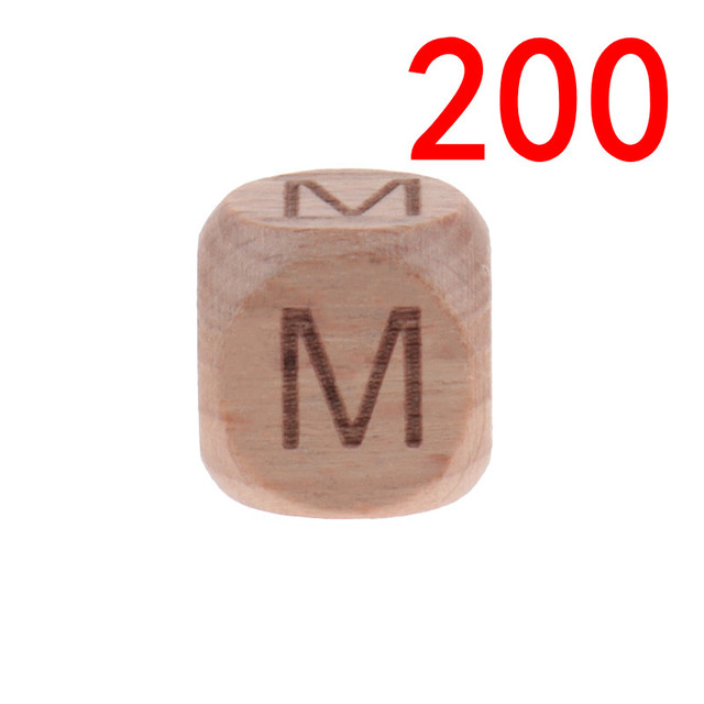 200pcs 12mm Beech Wooden Beads For Baby Wood Letters Bead Baby Teether Diy Beads With Silicone Teether Letters Alphabet