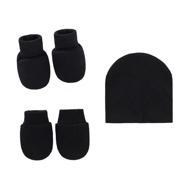 Baby Newborn Face Protection Scratch Gloves Warm Cover Sets Infant Anti-scratch Knitted Cotton Gloves Hat Set