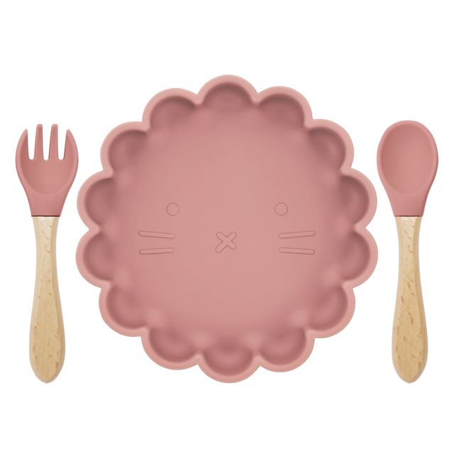 BPA Free Baby Cutlery Cute Lace Oval Cutlery Water Resistant Plates Spoon Fork Solid Color Special Offer