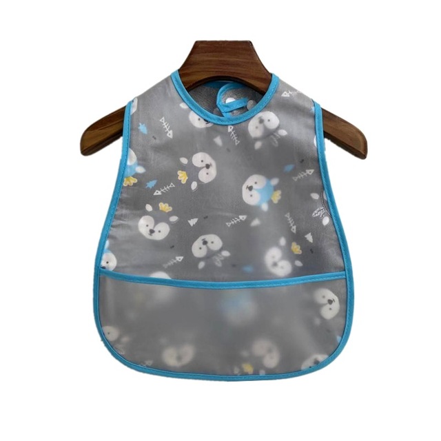 Baby Sleeves Waterproof Bib Cartoon Pattern Lunch Feeding Scarf Soft Cotton Baby Bibs EVA Layer Adjustable Saliva Cloth