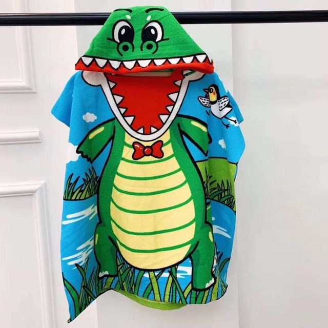 Children Cartoon Baby Hooded Cloak Beach Towel Boys Girls Kids Swimming Bath Towel Microfiber Terry Infant Bathing Wrap Bathrobe