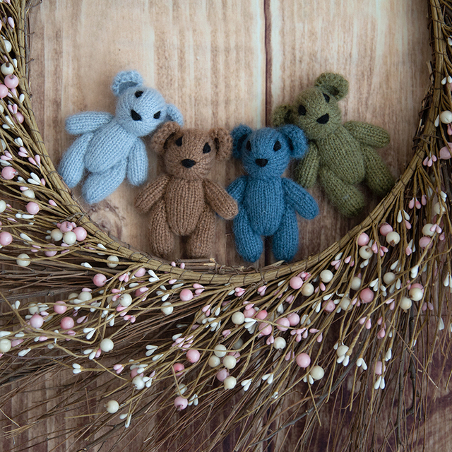 Newborn Teddy Bear Knit Mohair Animal Stuffer Photography Props Crochet Baby Photo Shoot