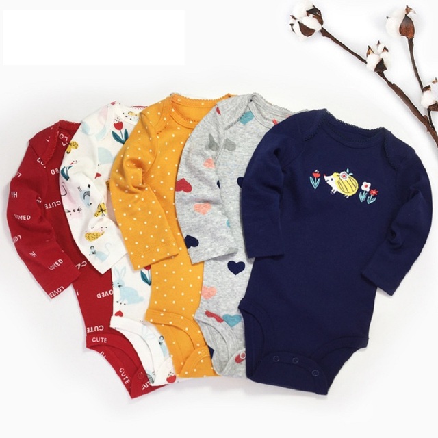 Long Sleeve Romper Cartoon Boy Girl Clothes Infant Clothes Set Newborn Costume Cotton 2022 Autumn Spring Rompers 5pcs