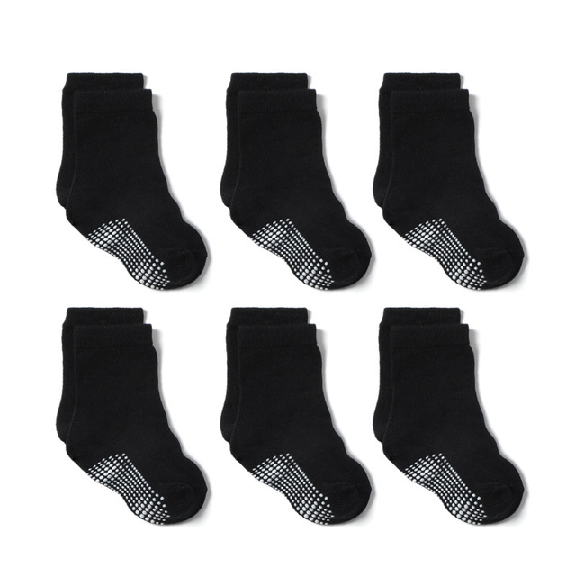 Boys and Girls 6 Pairs Socks 0-6 Years, Cotton, Kids, Non Slip, Short Cut, Elastic Grips, Four Seasons