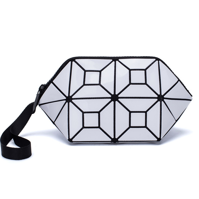 New Geometric Luminous Women Cosmetic Bag Organizer Zipper Makeup Ladies Folding Cosmetic Noctilucent Pouch Travel Make Up Bag