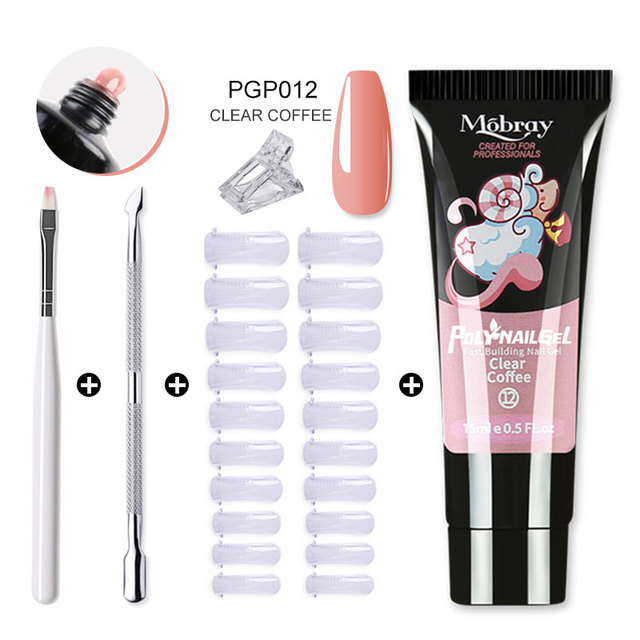 Mobray Poly Nail Gel Set All For Quick Extension Nail Manicure Set Gel Cuticle Pusher Finger Extension Template Nail Tool Kit