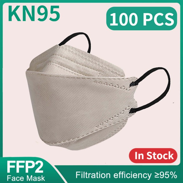 Morandi Kn95 Fish Mask 10-200pcs FP2 Approved Sanitary Dust & Sanitary Safety 4 Strips Adult Mask kf94mascarillas FPP2