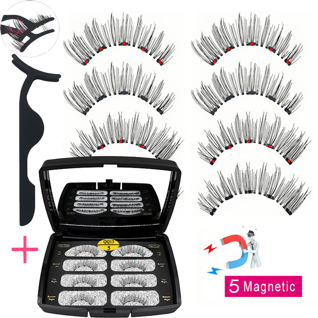 LIKOFO Magnetic Eyelashes with 5 Magnets Natural Handmade 3D/6D False Eyelashes Acrylic Box Long False Eyelashes Cosmetics for Gift