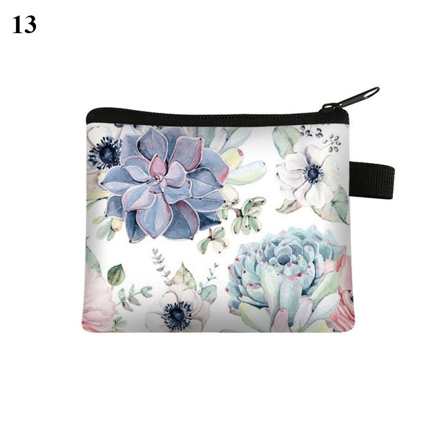 Fashion Brand Wallet Women Lovely Bowknot Flower Print Small Coin Bag Wallet Canvas Zipper Female Coin Purse Purse Earphone