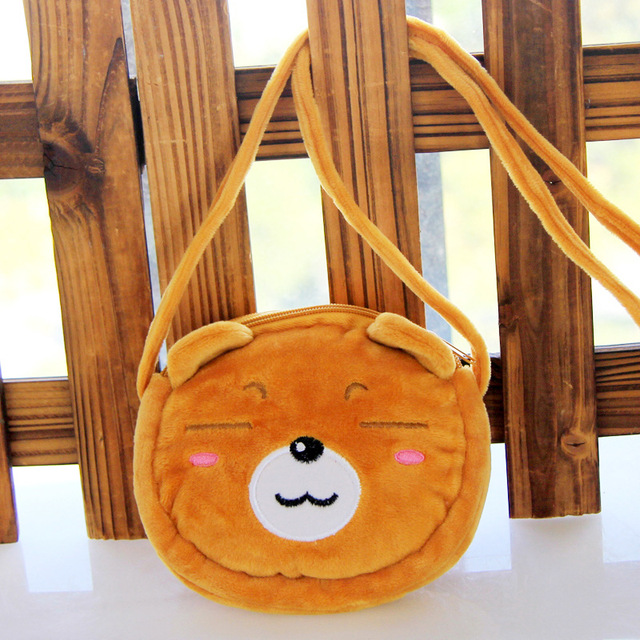 Lovely Children Coin Purse Cartoon Plush Messenger Bags Cute Animal Panda Cat Rabbit Fluffy Kid Kindergarten Cross Body Bag