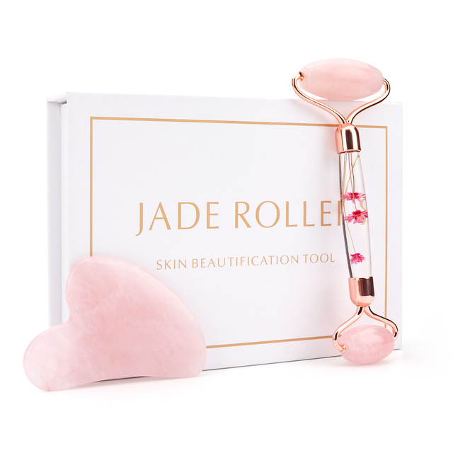 Natural Facial Massager Gua Sha Scraper Double Headed Jade Roller Jade Roller Skin Care Rose Quartz Face Massager Face Lifting Health Beauty Tools