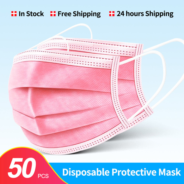 10-200pcs Disposable Face Mask 3 Ply Non-woven Mouth Mask Anti PM2.5 Dust Masks Elastic Earloop Respirator Mask Filter White Masken