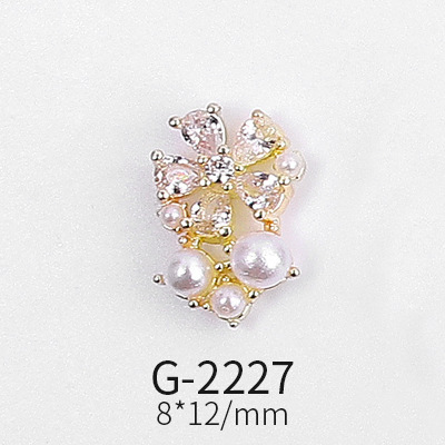 Nail Art Accessories Real Gold Micro Inlaid Zircon Nail Diamond Pentagram Cat's Eye Crane Nail Art Decoration G-2215