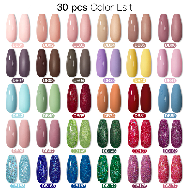 Mtssii 25/60pcs Color Gel Nail Polish Set Glitter Sequins Gel Soak Off UV Gel Semi Permanent Base and Top Coat Nail Art Gel Kits