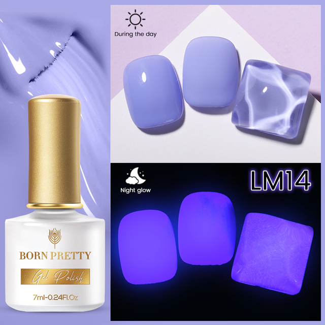 Born Pretty Pink Color Luminous Gel Nail Polish Glow In The Dark Neon Fluorescent Soak Off UV LED Top Coat Semi Permanent Varnish