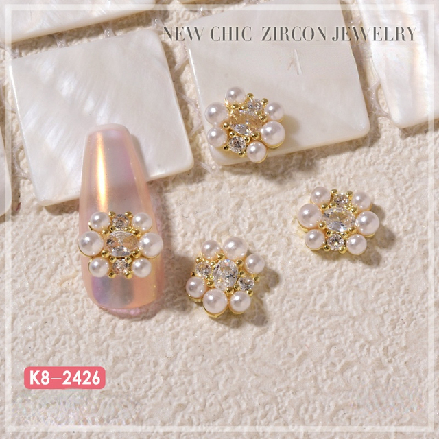 Nail Art Zircon Jewelry Bowknot Pearl Accessories Explosive Flower Color Preserved Decorative Diamond Nail