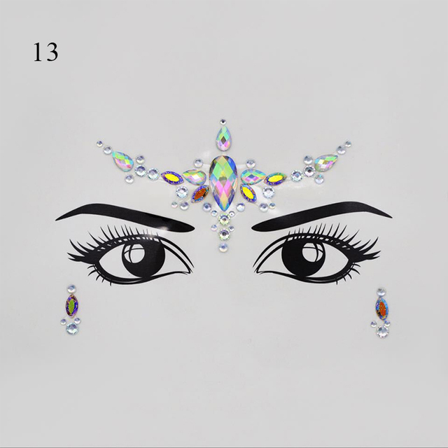 3D Sexy Face Tattoo Stickers Face Decoration Temporary Tattoo Glitter Fake Tattoo Rhinestones for Woman Party Face Jewelry Tattoo