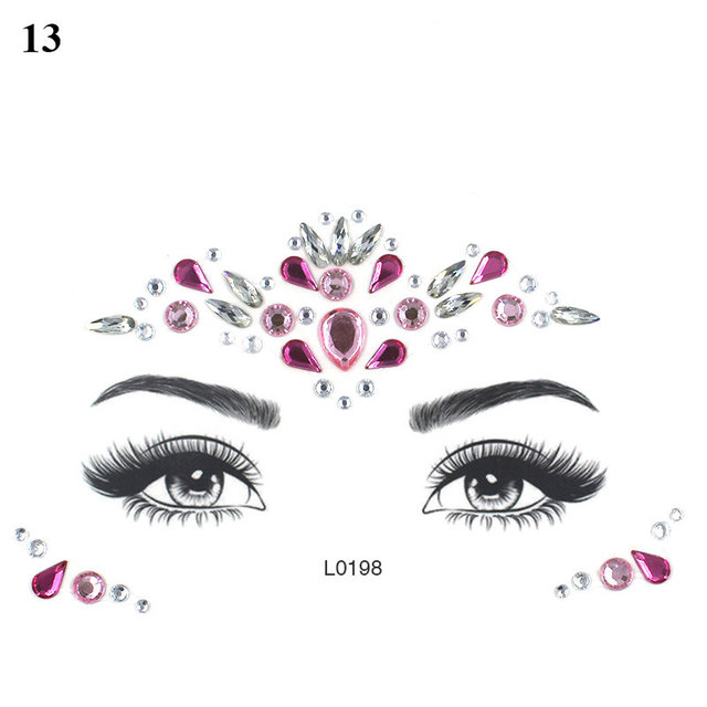 3D Sexy Face Tattoo Sticker Temporary Tattoo Flash Fake Tattoo Rhinestone Lady Party Face Sticker Face Jewelry Decoration