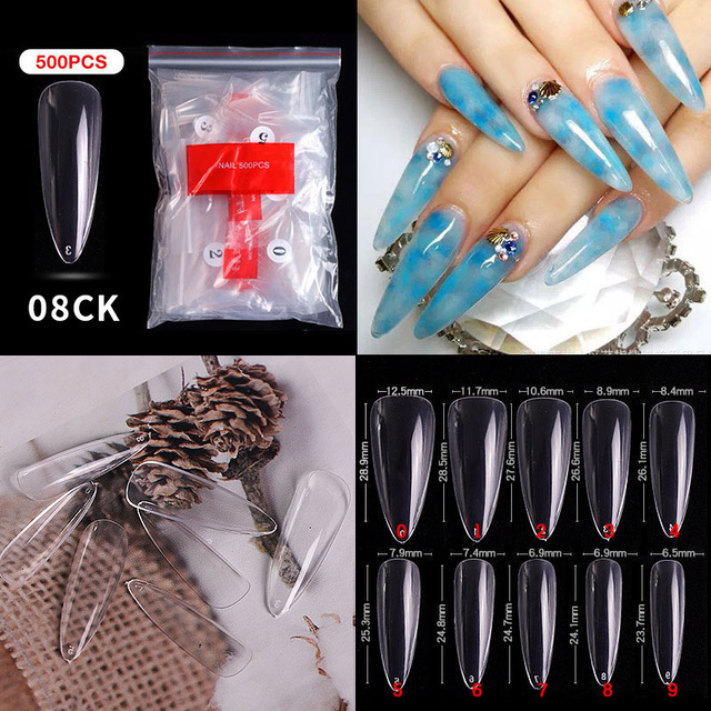 500pcs False Nail Extension Full Cover Fake Nails French False Nail Clear/White False Nail Tips Art Manicure Tool French Nail