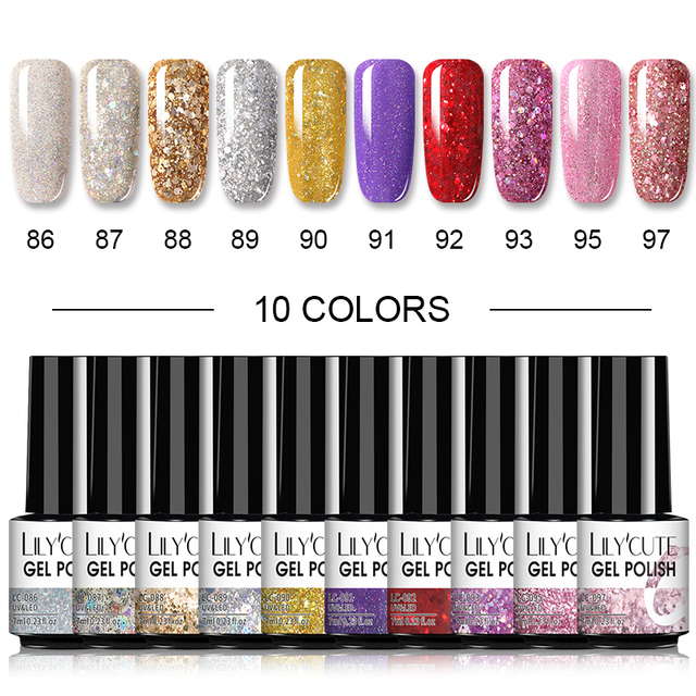 LILYCUTE 20/10/8pcs Set UV Gel Nail Polish Set 7ml Multicolor Semi-Permanent Long Lasting Led Gel Varnish Soak Off Nail Gel