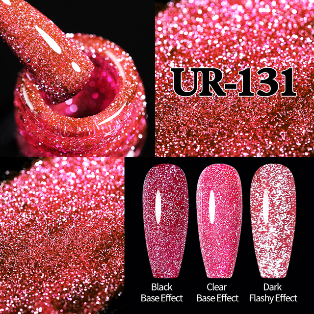 UR SUGAR Glitter Reflective Gel Nail Polish Shiny Rose Red Twilight UV LED Gel Varnish Soak Off Nail Gel Nails for Manicure