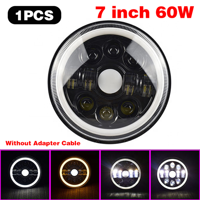 45W/60W/75W/80W/90W Car Led 7 Inch Car Accessories Angel Eyes H4 Led Headlight For Lada Niva 4X4 Uaz Hunter Hummer