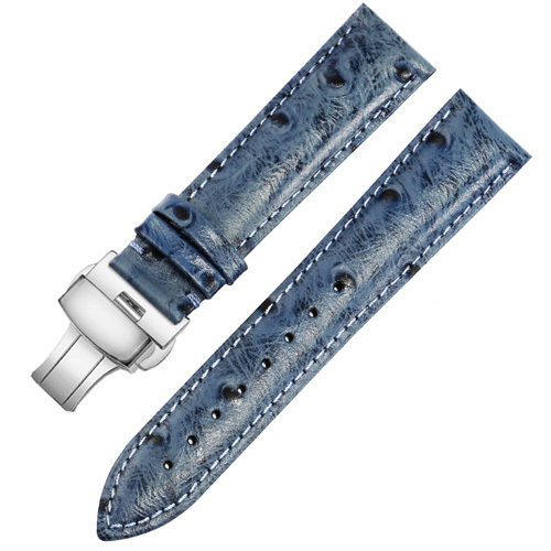 Ostrich Pattern Leather Watchband 12 13 14 15 16 17 18 19 20 21 22 23 24mm Black Blue Red Bracelet for Men and Women Watch Chain