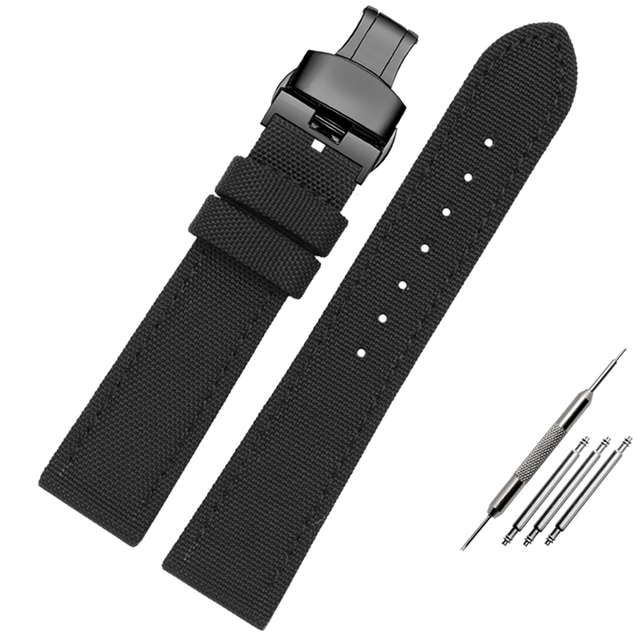 Canvas Leather Bottom Watch Band Replacement For Tissot For Seiko Nylon Strap For Timex Watch Accessories 18mm 20mm 21mm 23mm