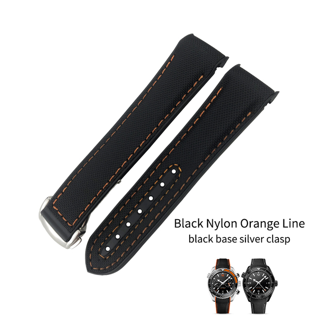 20mm 21mm 22mm Nylon Rubber Leather Watch Band Fit For Omega 300 Planet Ocean 600 Black Canvas Orange Silicone Strap