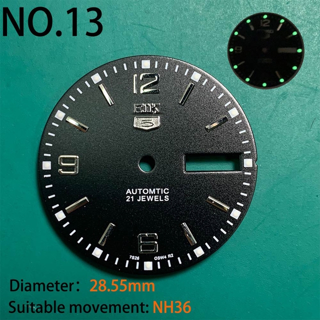 Nh35 watch double dial new C3 luminous modified craft watch skx007 SKX006 small millimeter 28.5mm abalone nh35 universal