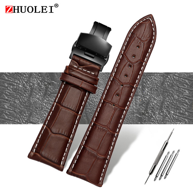 Watch Strap 23mm 24mm 26mm 28mm Big Width Black Brown Mens Crocodile Genuine Leather Watch Strap Band Bracelets Free Shipping