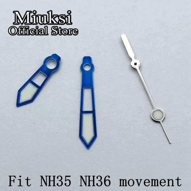 Miuksi Silver Blue Watch Green Hands Luminous Hands Fit NH35 NH36 ETA 2824 2836 Miyota 8205 8215 821A Mingzhu 2813 3804 Movement