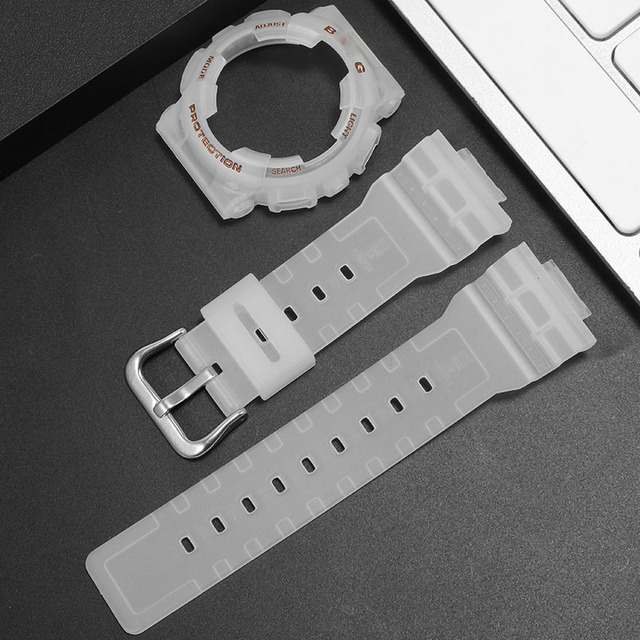 Wristwatch Strap Replacement for Casio Child-G BA-110 111 112 120 130 Rapo Transparent Watch Case Women Silicone Sport Watchband