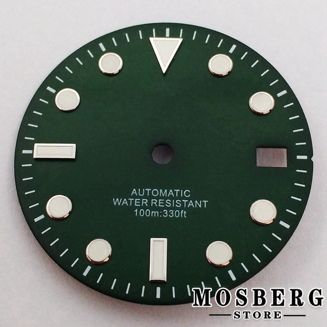 29mm sterile black green blue watch dial with date window for NH35 NH35A automatic movement accessories parts