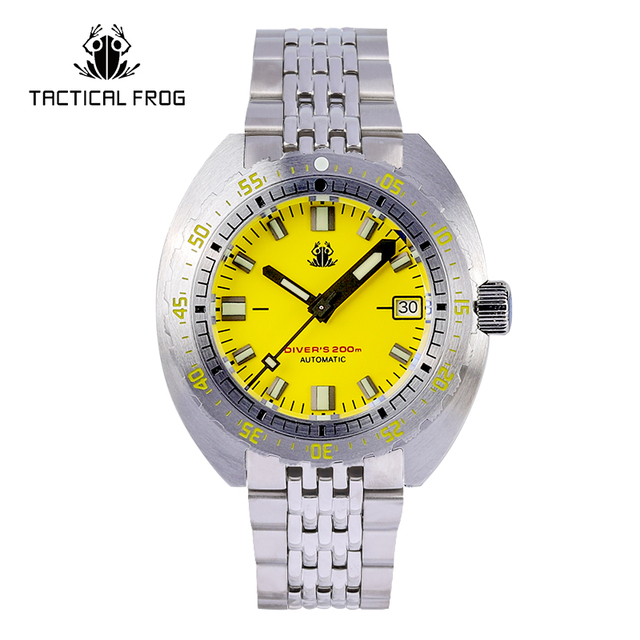 Tactical Frog Sub 300T V3 Retro Diver Watch Men NH35A Automatic Sapphire 200M Waterproof Luminous Stainless Steel Mechanical Bracelet