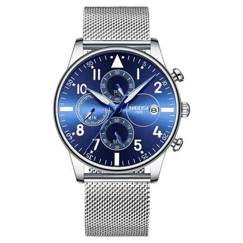 NEBOSI - Luxury Watches for Men, Military Chronograph, Quartz, Stainless Steel, Fashion