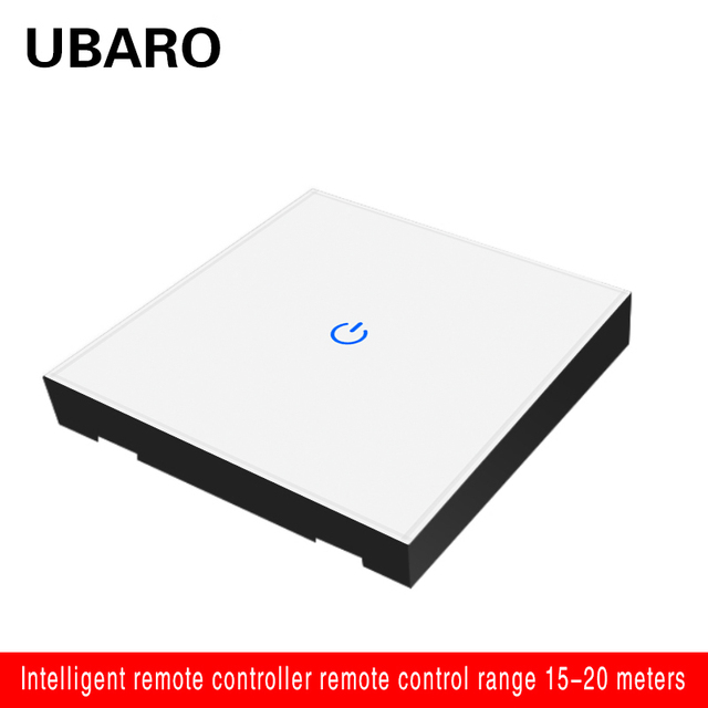 UBARO 86*86mm 433 RF Wireless Transmitter Controller Panel Tempered Glass Remote Manuel Button Without Battery 1/2/3 Gang