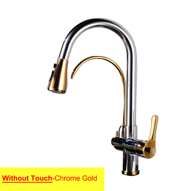 Hot Cold Touch Filter Kitchen Faucets With Sprayer Pull Down Brass Kitchen Mixer Tap Sensitive Smart Sensor Touch Kitchen Faucet