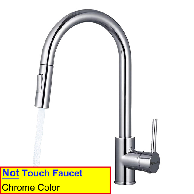 Touch On Kitchen Faucet With Pull Down Sprayer, Touch On Kitchen Sink Stainless Steel Faucet Hot Cold Sensor Kitchen Mixer Tap