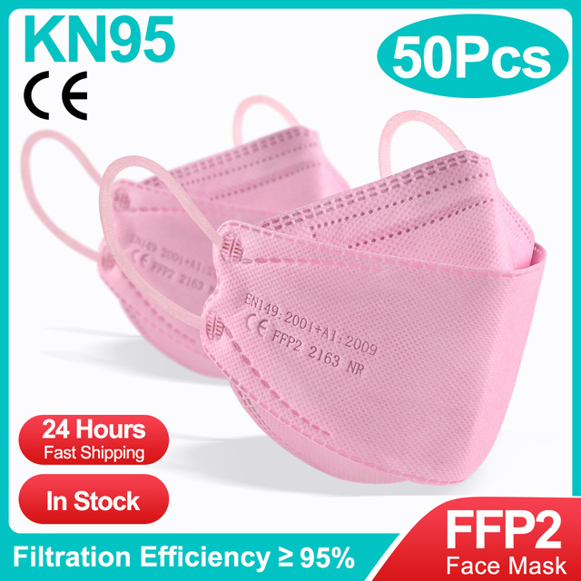 10-100 قطعة السلامة المعتمدة KN95 واقية أقنعة الوجه تنفس الأسود Mascarillas FPP2 الوردي FFP2 قناع التنفس Maske FFPP2 FP2