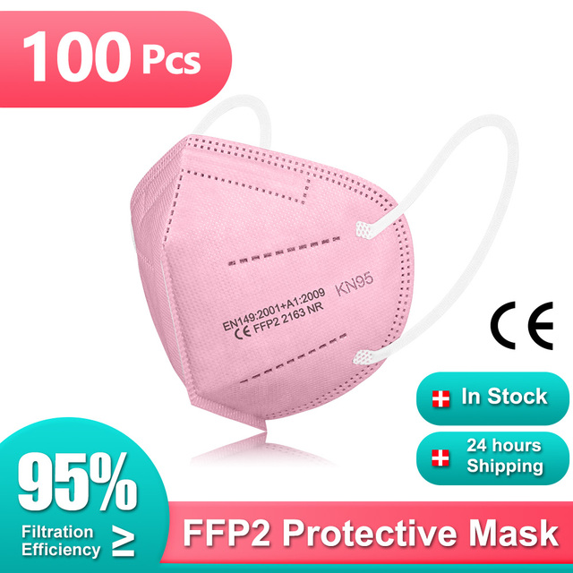 10-100 قطعة قابلة لإعادة الاستخدام KN95 أقنعة FFP2 Mascarillas FPP2 Masque نوير الكبار الأسود 5 طبقات قناع وجه واقي التنفس ffp2fan