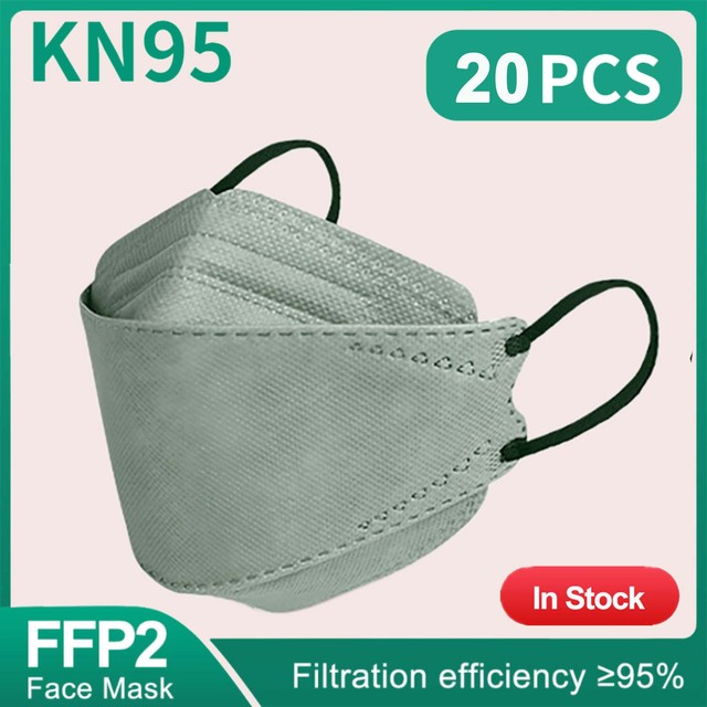 كوري KN95 أقنعة Mascherine FFP2 شهادة CE Mascarillas FPP2 رمادي Masque FFP 2 الكبار 4 طبقات قناع وجه واقي ffp2fan